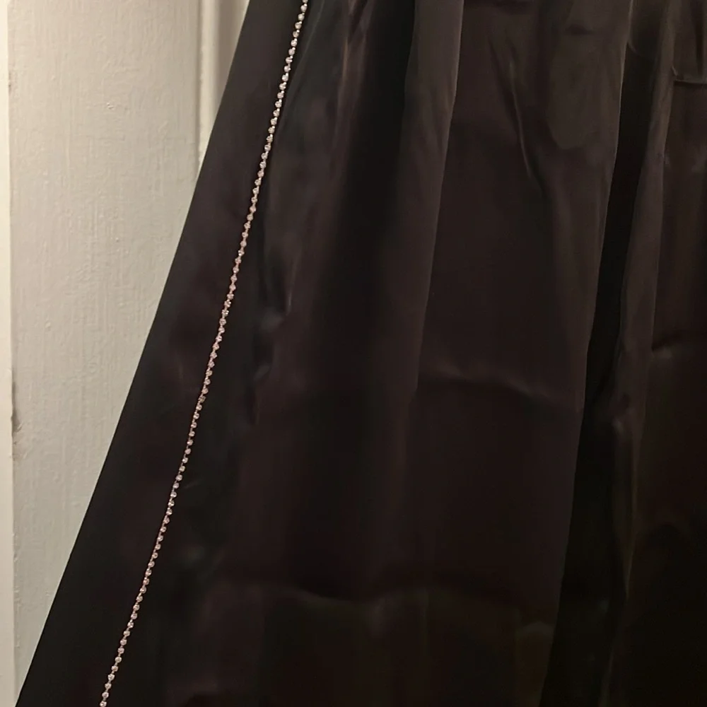 Black satin trousers with rhinestone side panel - Picture 4 of 4